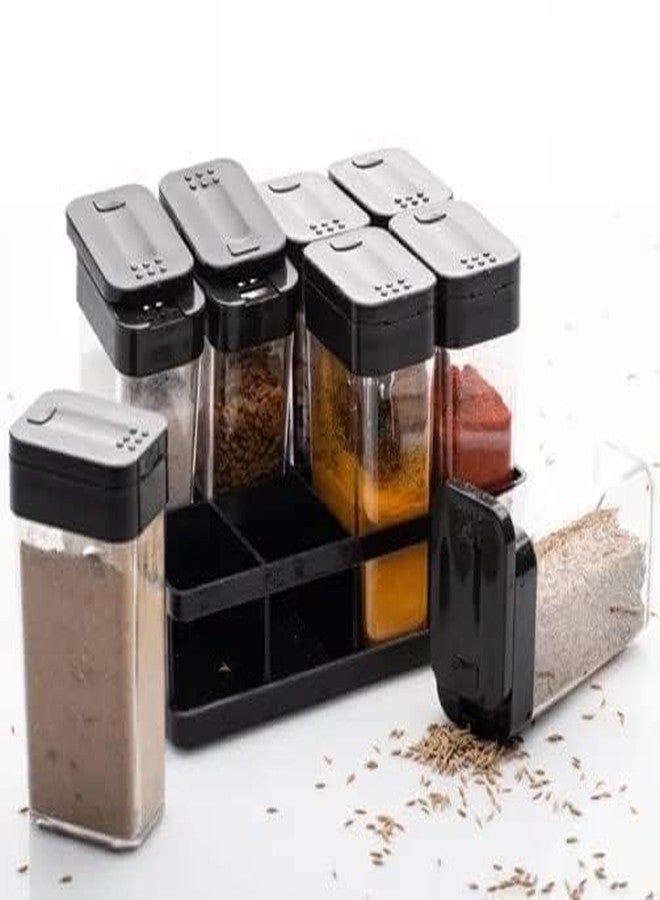 Bimex Plastic Kitchen 8 Pcs Sets Airtight Spice Rack Storage Jar Masala Box Spice Container Idle for, Easy Flow Spice Storage Container with Tray (Pack of 1) (Multicolor) - Image 5